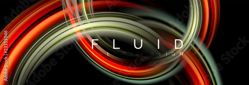 Mixing color waves on black, liquid flowing shapes