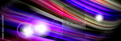 Mixing color waves on black, liquid flowing shapes