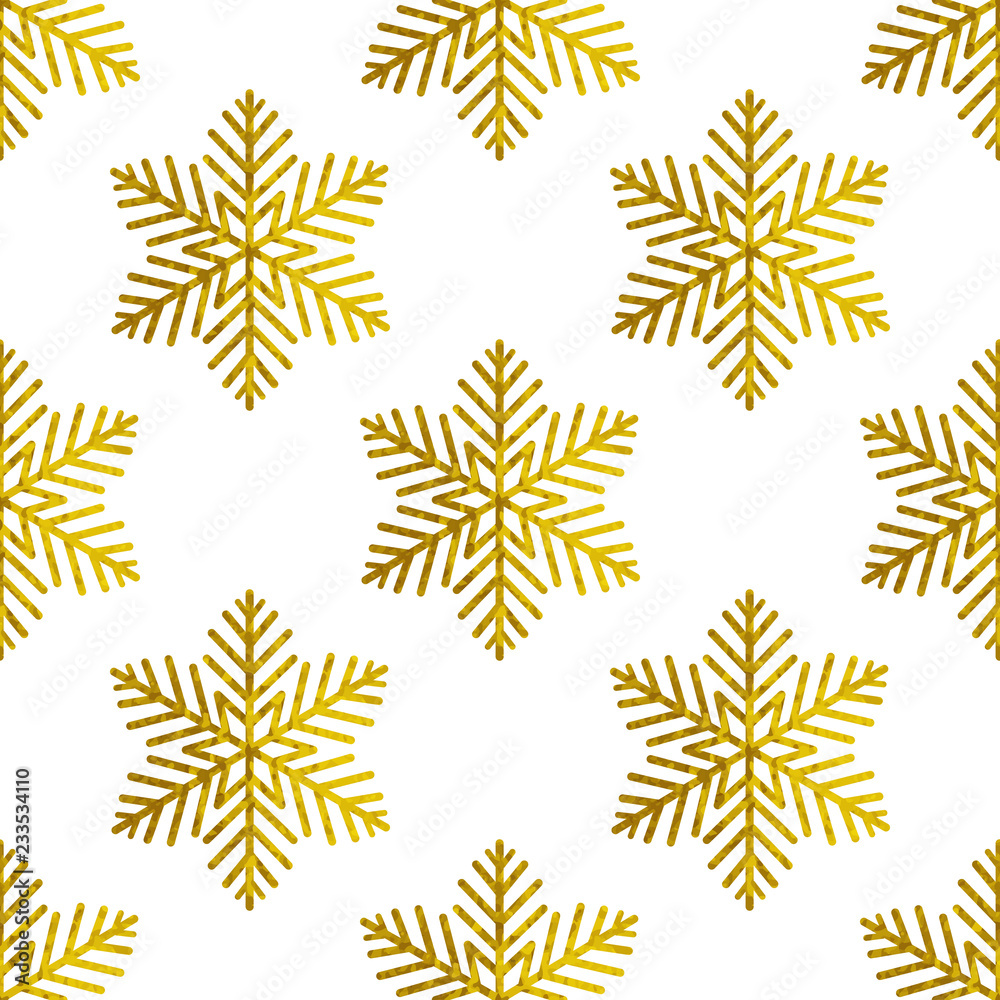 Pattern with golden snowflakes