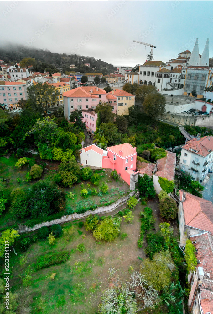Aerial view of Sintra at sunset, Portugal
