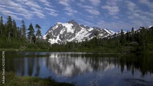 wide view of mt shuksan and picture lake on a summer evening at mt baker wilderness in the us pacific northwest photo