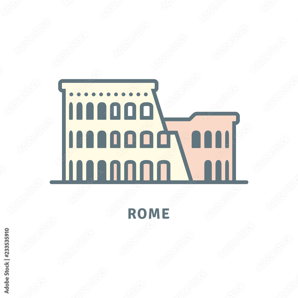 Rome icon with colosseum ruins