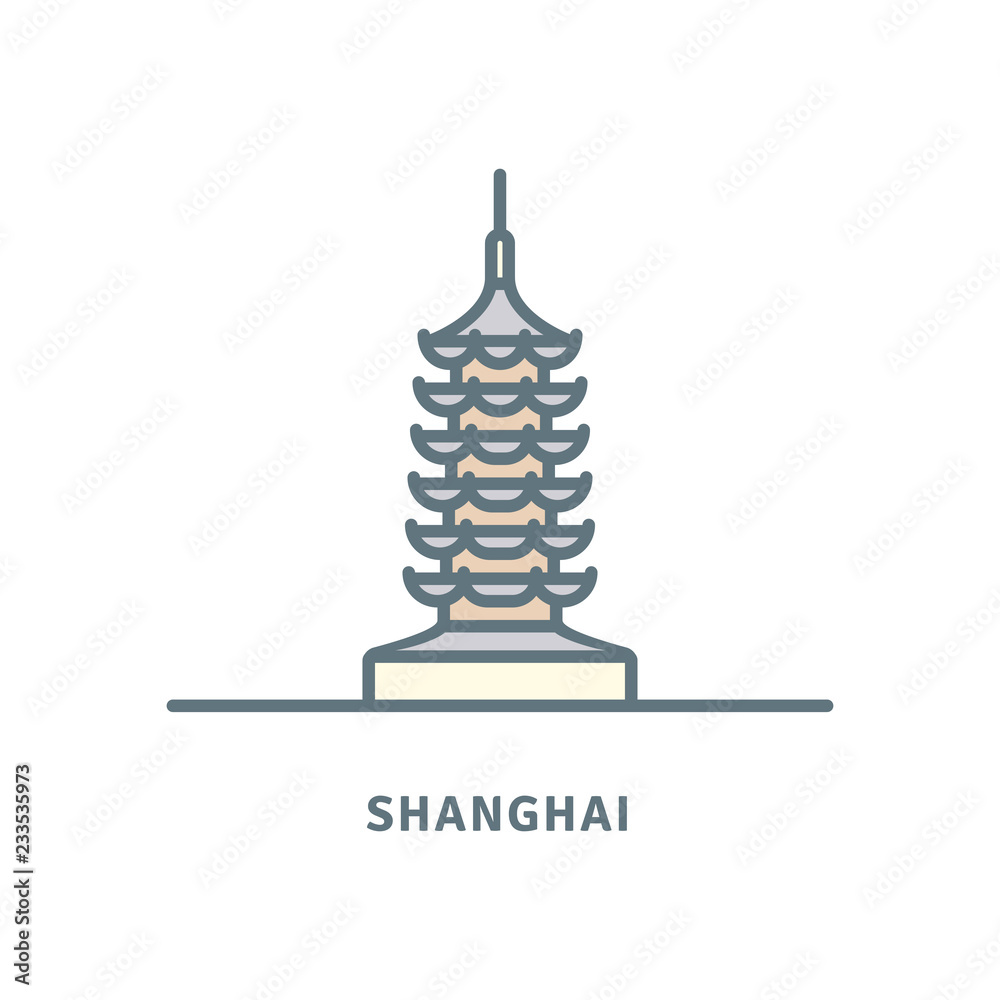 Obraz premium Świątynia Longhua i pagoda, Szanghaj