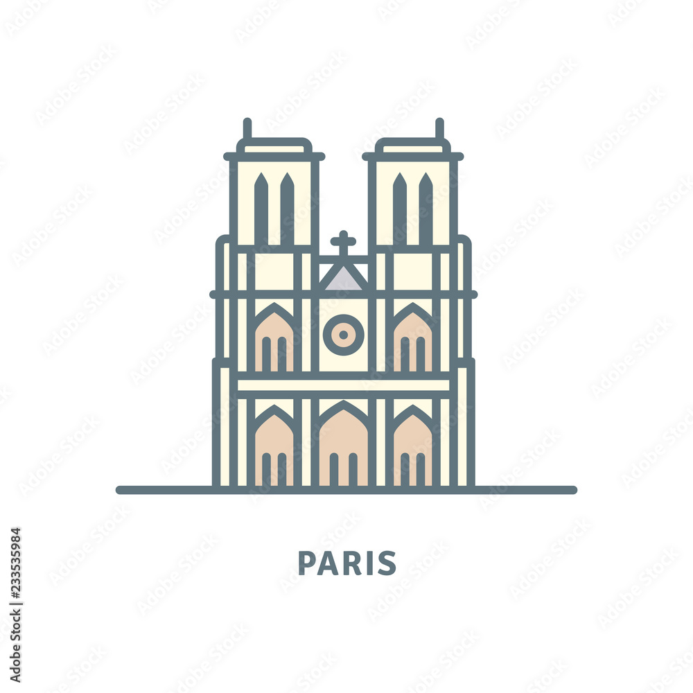 Paris icon with Notre-Dame cathedral