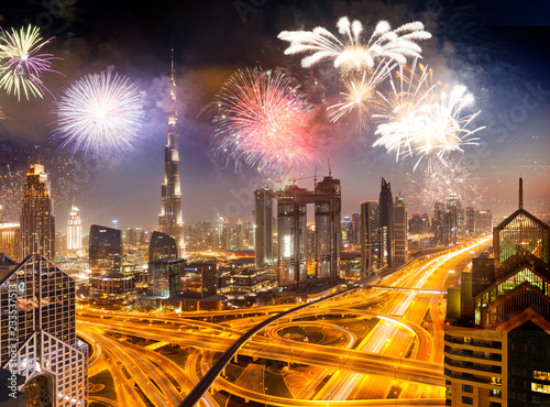 fireworks around Burj Khalifa - exotic New Year destination, Dubai, UAE © Melinda Nagy