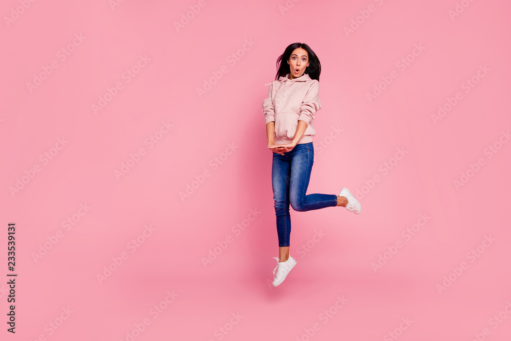 Full legs length body size portrait of incredible face lady with Full legs length body size portrait of incredible face lady with