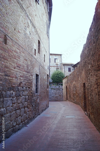 Street of the historical village of San Gimignano  Tuscany  Italy