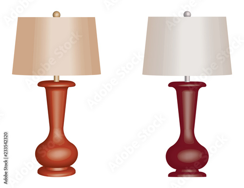 Table lamp. Home lighting. 3D effect vector