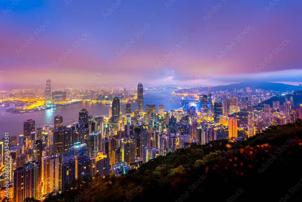  Hongkong skyscraper view from The peak