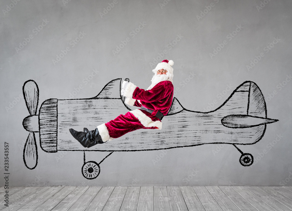 Santa Claus travel by air foto de Stock | Adobe Stock