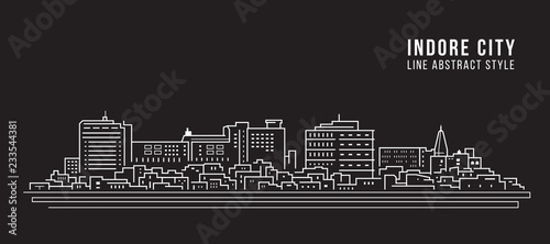 Cityscape Building Line art Vector Illustration design - Indore city