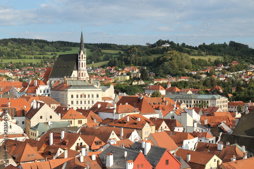 panoramic view of cesky krumlov, czech republic