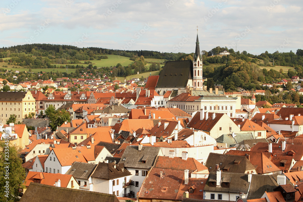 panoramic view of cesky krumlov, czech republic