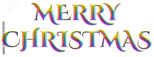 merry christmas, multicolored embossed letters, 3d alphabet, illustration © Tiziano Cremonini