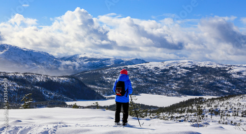 Skiing in Velfjord mountain Nordland county