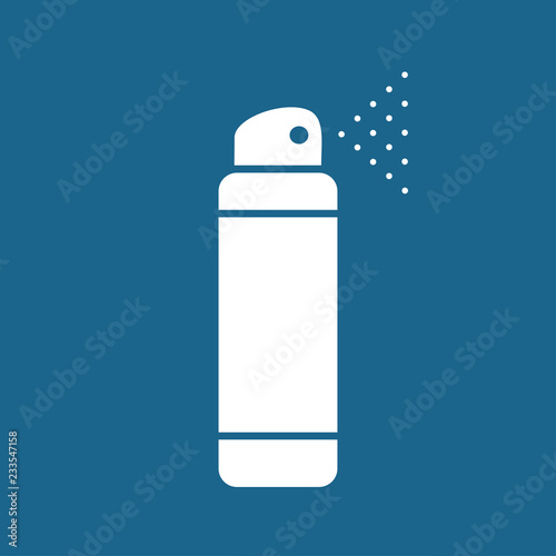 Vector flat colorful bright illustration icon of deodorant spray (antiperspirant). White silhouette