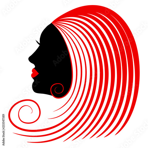 Beautiful female profile with red hair
