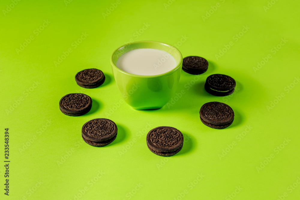 OREO Cookies on a green background. OREO Cookies on a green background.