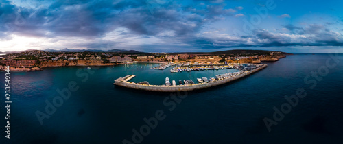 Panel kuchenny z motywem Aerial view, luxury marina Port Adriano, El Toro, Spain, Balearic Islands, Mallorca