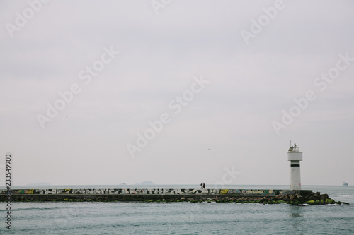 Lighthouse in the Bosphorus on a cloudy day. Istanbul, Turkey