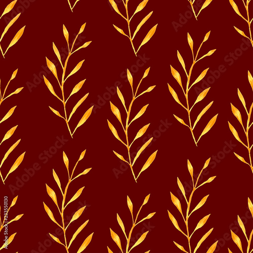 Wallpaper Mural watercolor orange branches on a red color Torontodigital.ca