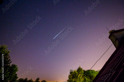 A very colorful Perseid meteor that was photographed during the peak of the 2017 Perseid meteor shower in Poland photo