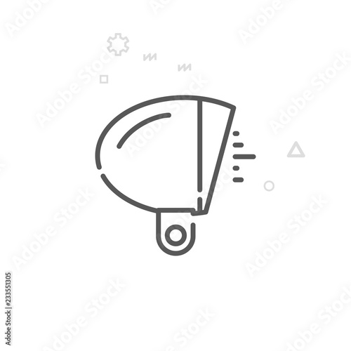Bike Light, Headlight Vector Line Icon, Symbol, Pictogram, Sign. Light Abstract Geometric Background. Editable Stroke