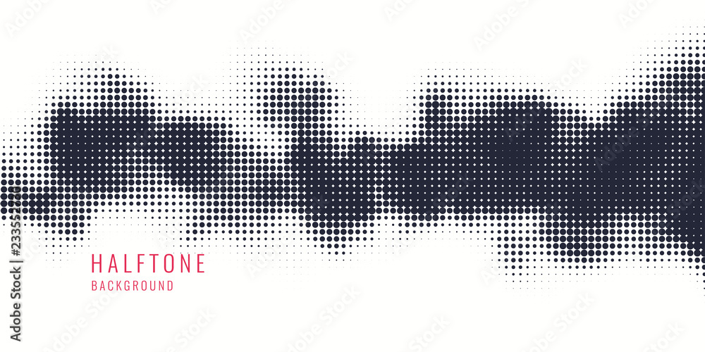 Fototapeta premium Monochrome printing raster, abstract vector halftone background. Black and white texture of dots.