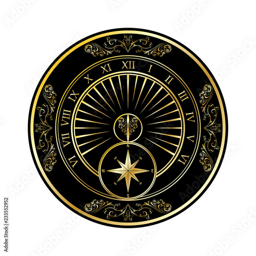 Sundial golden silhouette