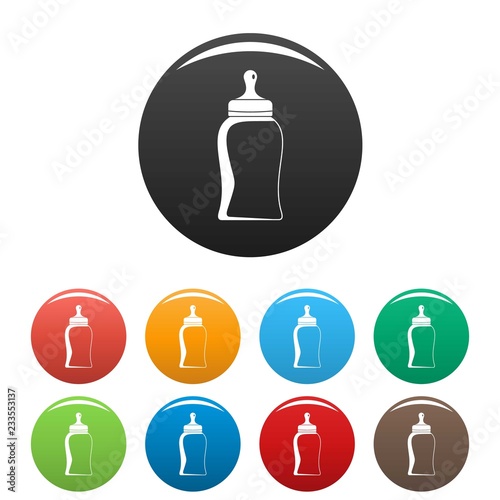 Bottle nipple icons set 9 color vector isolated on white for any design