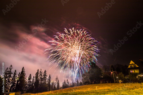 Firework display in Tatra mountains, Bukowina Tatrzanska (near Zakopane)