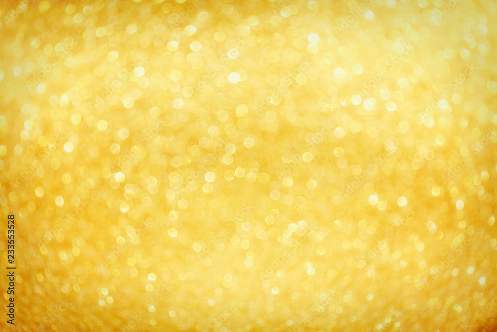Golden sparkle glitters with bokeh effect and selectieve focus. Festive background with bright gold lights, champagne bubble. Christmas mood concept. Copy space, close up, texture, top view. Golden sparkle glitters with bokeh effect and selectieve focus. Festive background with bright gold lights, champagne bubble. Christmas mood concept. Copy space, close up, texture, top view.