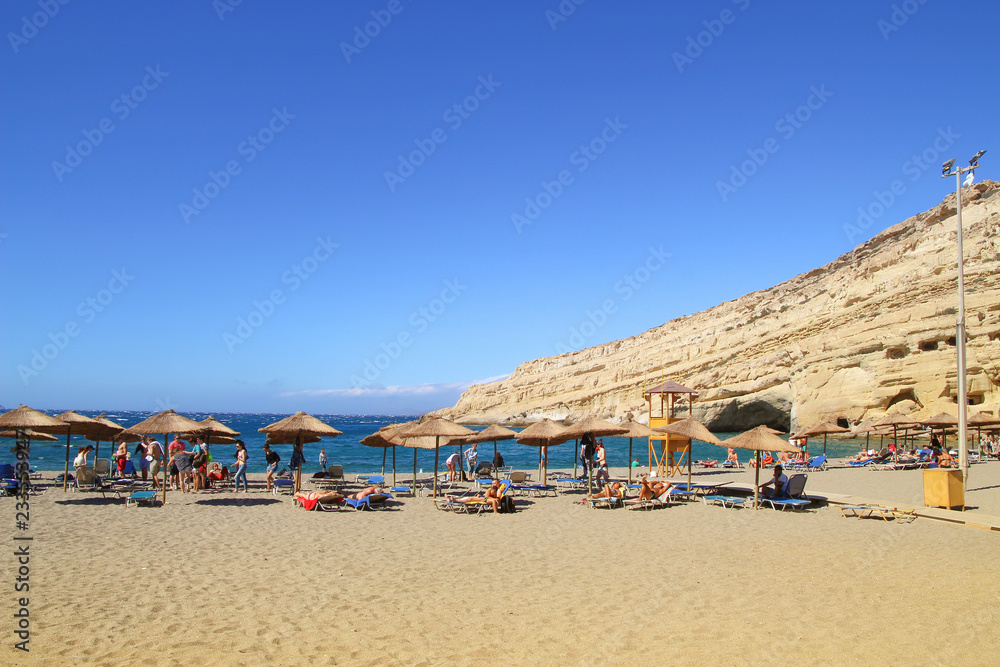 Kreta, Matala Strand, Höhlen 