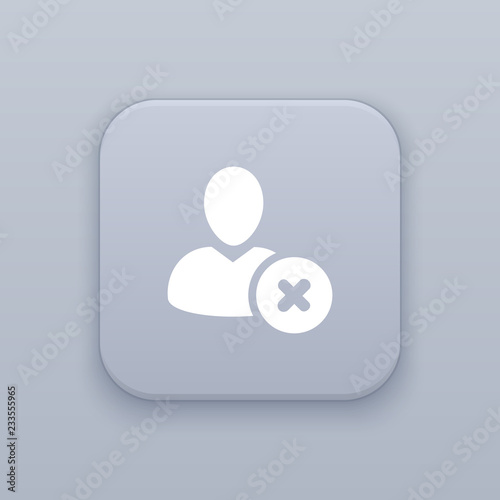 Identity not confirmed, delete contact, gray vector button with white icon