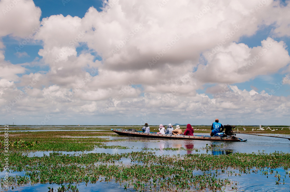 Fototapeta premium Tourist boat at lake of Talay Noi Phatthalung - Thailand