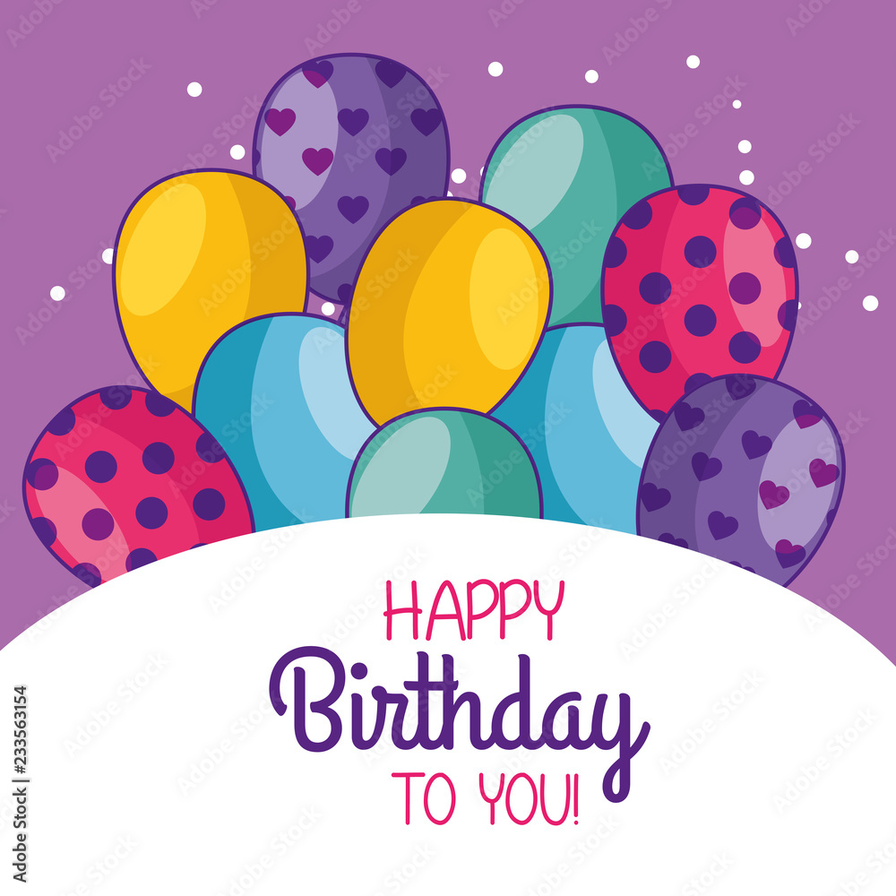 happy birthday card decoration with balloons