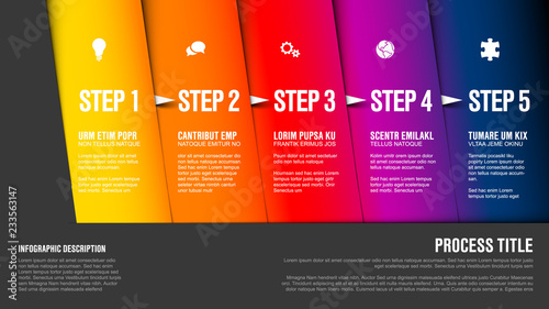 Vector progress five steps template