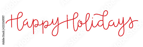 HAPPY HOLIDAYS distressed red hand lettering banner