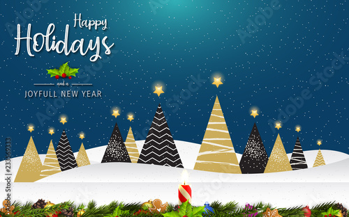 Happy Holidays and Joyful New Year Greeting Card. Happy Holidays and Joyful New Year Vector Design.