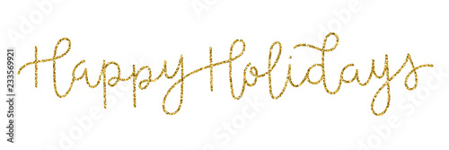 HAPPY HOLIDAYS gold glitter hand lettering banner