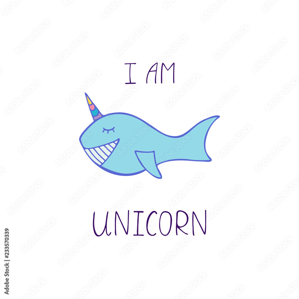Naklejka premium I am inicorn cute typography poster.