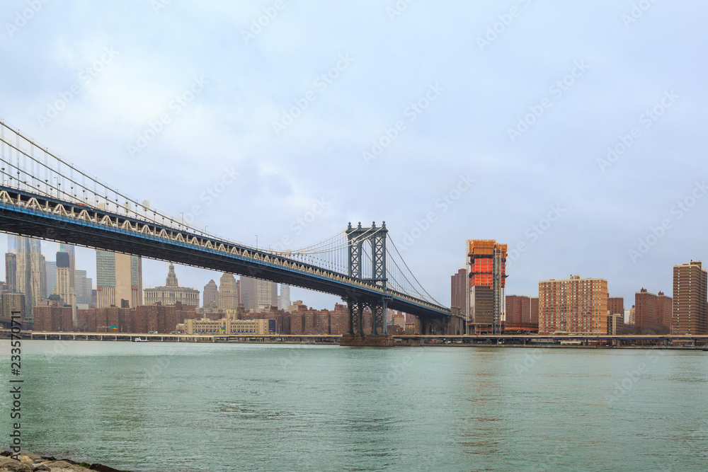 Manhattan bridge and midtown Manhattan from Brooklyn in New York, NY, USA Manhattan bridge and midtown Manhattan from Brooklyn in New York, NY, USA