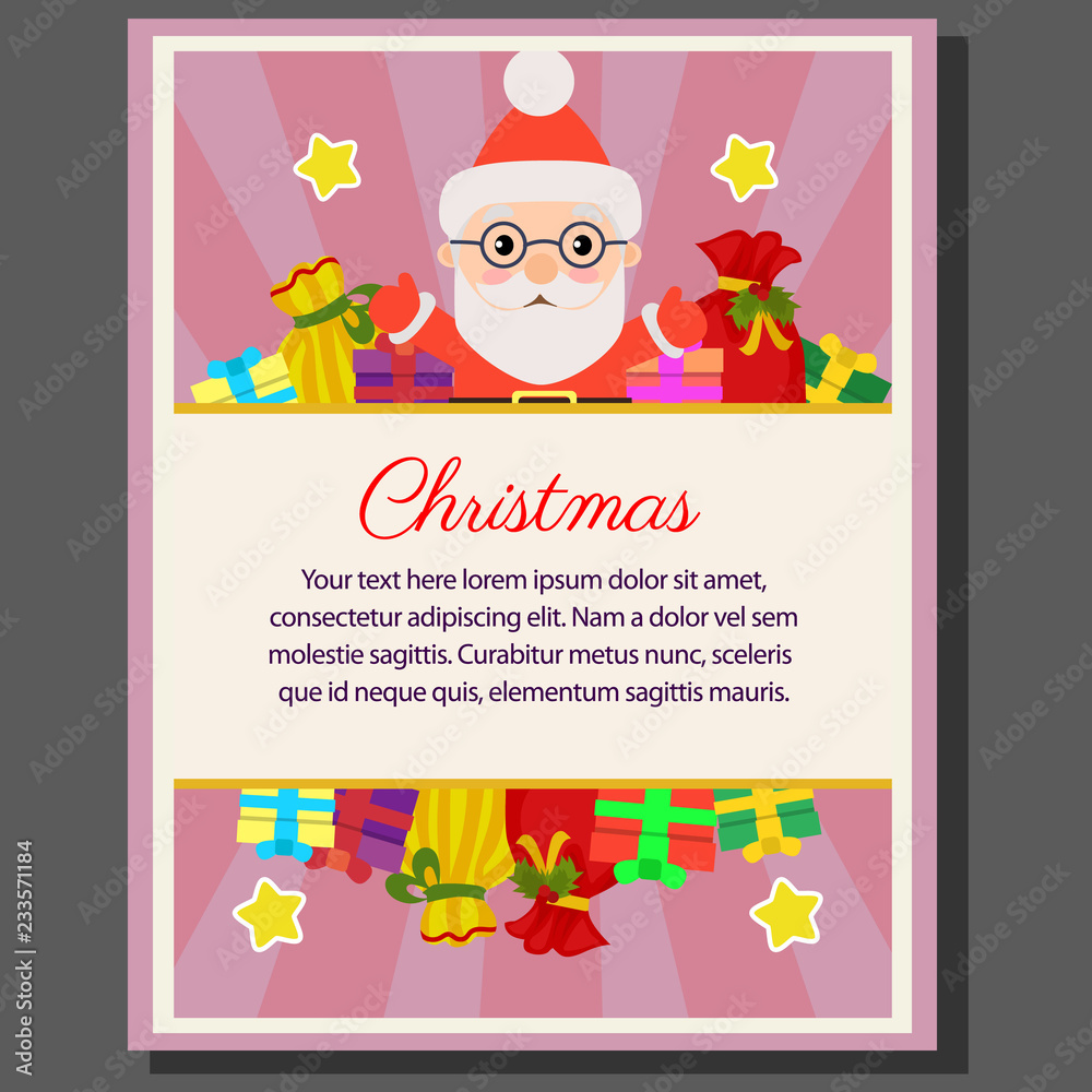 cute happy christmas theme poster flat style santa gift sacks cute happy christmas theme poster flat style santa gift sacks