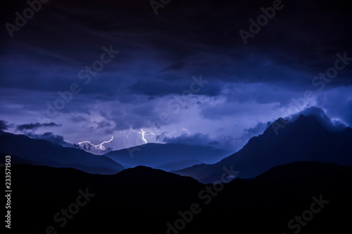 Lightning in Pedraforca valley, Pyrenees, Spain