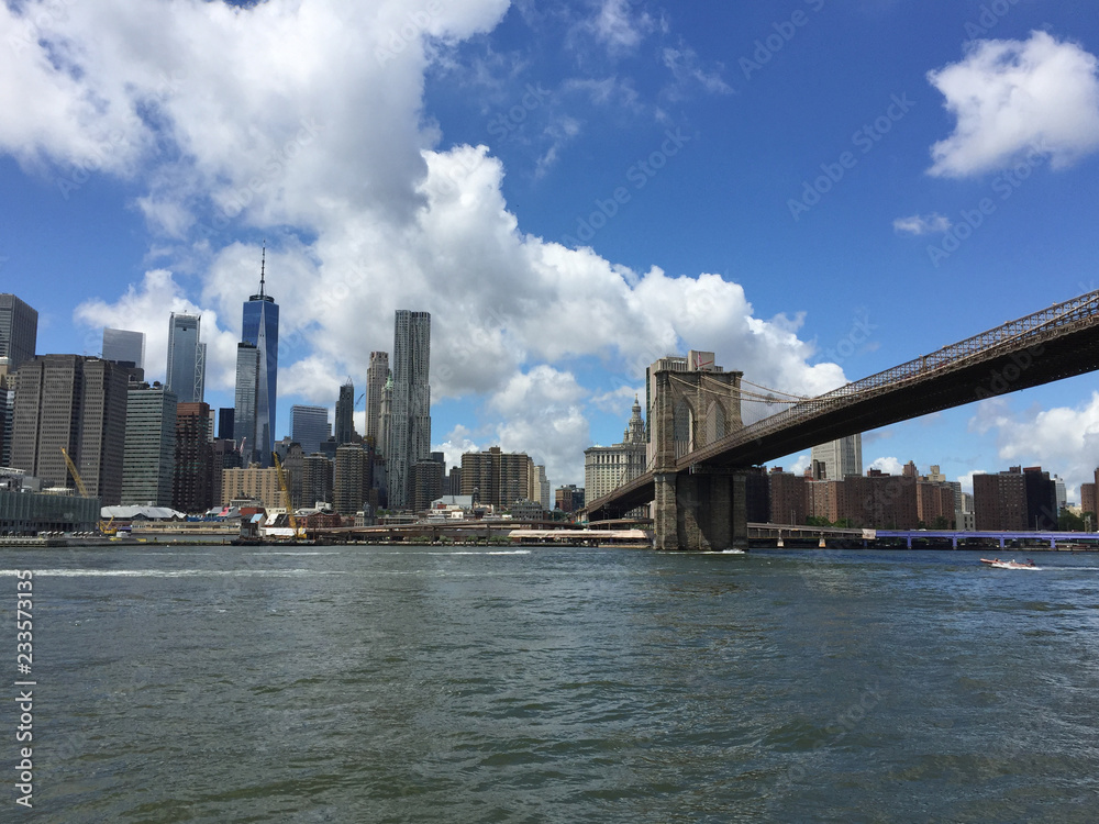 Fototapeta premium New York City Brooklyn Bridge panorama with Manhattan skyline