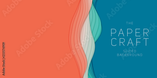 Vector 3D abstract background with paper cut shape. Colorful carving art. Paper craft Antelope canyon landscape with gradient colors. Minimalistic design for business presentations, flyers.