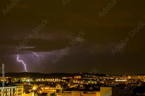 Lightning in Sabadell city, Barcelona, Spain