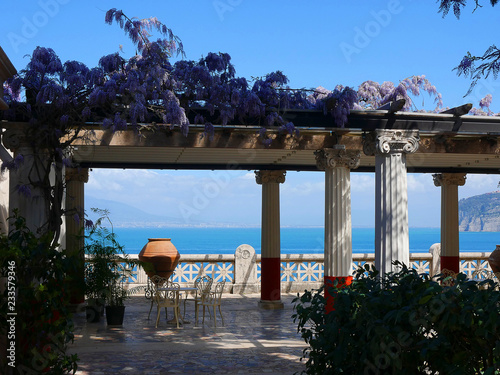Terrace overlooking the sea as seen from the public highway in Sorrento Italy