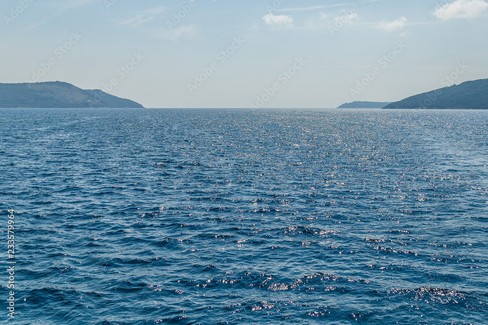 Seascape, sunny summer day in the Bay of Kotor