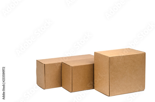 Cardboard boxes for goods on a white background. Different size. Isolated on white background.